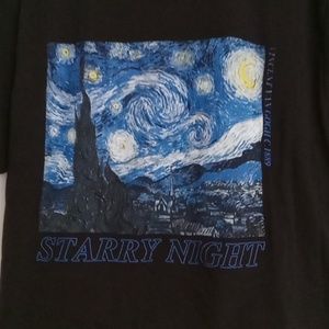 Black crop top with Van Gogh  Starry night on the front.